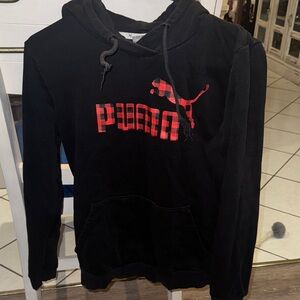 Puma Men's Black Hoodie with Red Logo